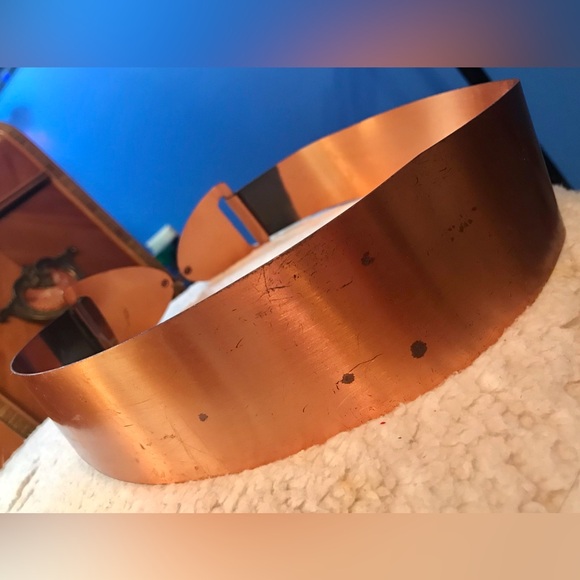 Vintage 1950s Copper Renoir Style Metal Waist Belt W/ Leaf Detail XS 24-25” - Picture 5 of 7